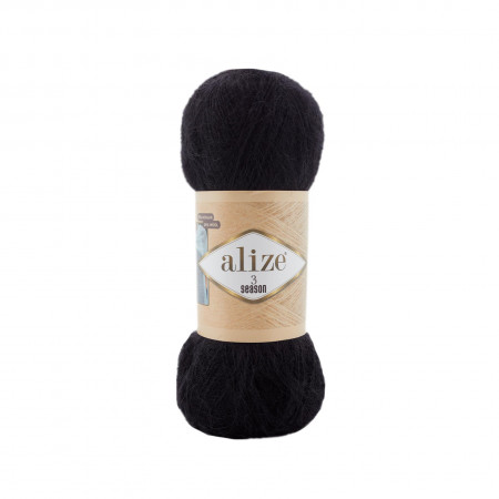 Farbe 60 schwarz - Alize 3 Season - Wolle-Mohair-Gemisch - 100g