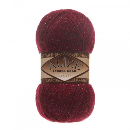 Farbe 57 bordo - Alize Angora Gold Simli 100g