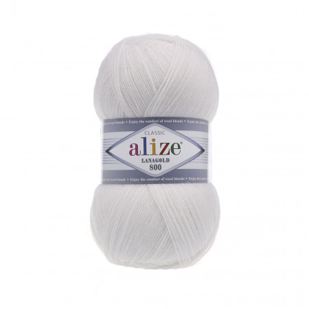 Farbe 55 weiss - Alize Lanagold 800 - 100g