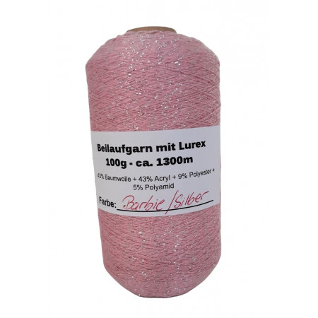 Beilaufgarn mit Lurex - 100g ca. 1300m - Barbie/Silber