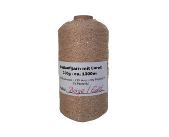 Beilaufgarn mit Lurex - 100g ca. 1300m - Beige/Gold