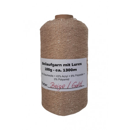 Beilaufgarn mit Lurex - 100g ca. 1300m - Beige/Gold
