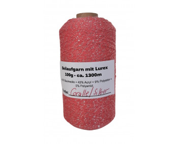 Beilaufgarn mit Lurex - 100g ca. 1300m - Coralle/Silber