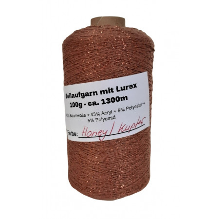 Beilaufgarn mit Lurex - 100g ca. 1300m - Honey/Kupfer