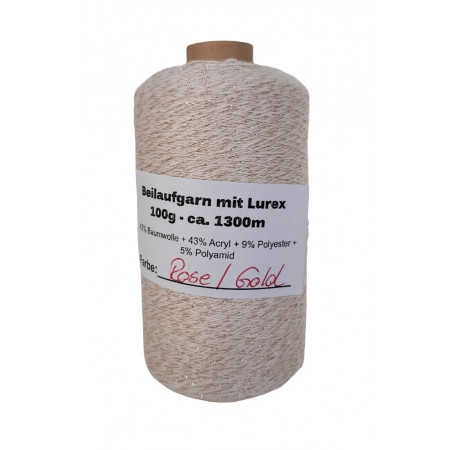 Beilaufgarn mit Lurex - 100g ca. 1300m - Rose/Gold