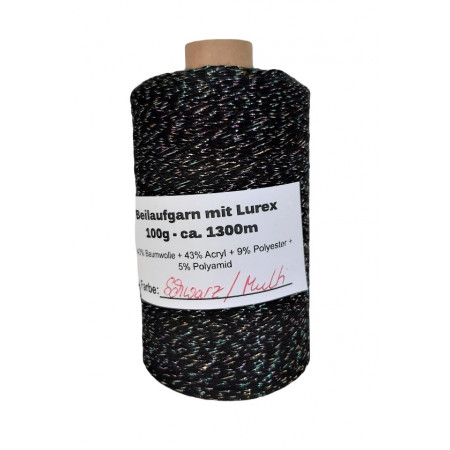 Beilaufgarn mit Lurex - 100g ca. 1300m - Schwarz/Multi