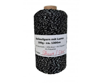 Beilaufgarn mit Lurex - 100g ca. 1300m - Schwarz/Silber