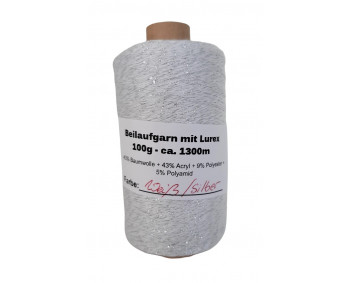 Beilaufgarn mit Lurex - 100g ca. 1300m - Weiss/Silber