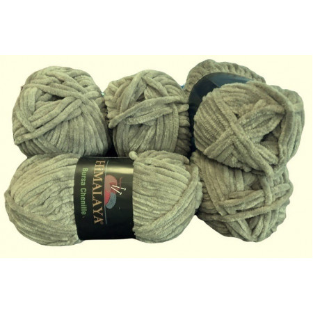 Himalaya Bursa Chenille - schlammgrün (Grau mit Grünstich) - 5er Pack - Sonderposten