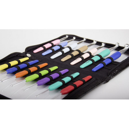 KnitPro Waves Häkelnadel-Set mit 14 Nadeln in Tasche ( 2 - 12 mm )