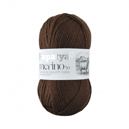 Papatya Merino50 - 100g - Farbe 9080 dunkelbraun
