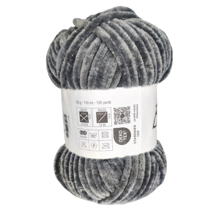 100g Chenille Glitzer - 06 grau - Sonderposten