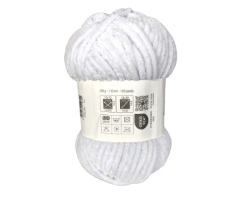 100g Chenille Glitzer - 01weiss - Sonderposten