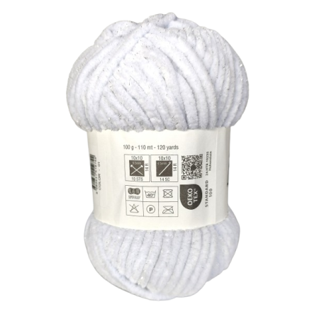 100g Chenille Glitzer - 01weiss - Sonderposten