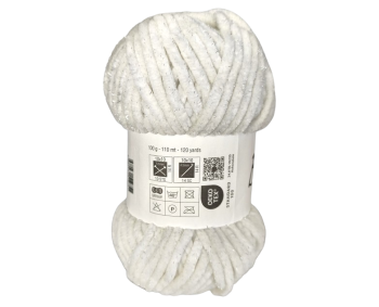 100g Chenille Glitzer - 02creme - Sonderposten