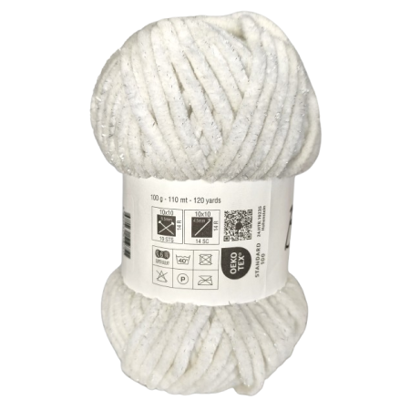 100g Chenille Glitzer - 02creme - Sonderposten