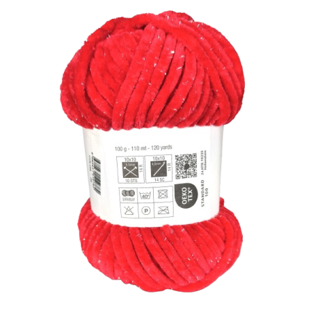 100g Chenille Glitzer - 05 rot - Sonderposten