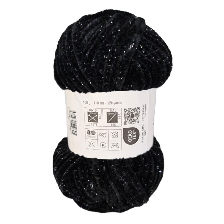 100g Chenille Glitzer - 07 schwarz - Sonderposten