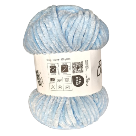 100g Chenille Glitzer - 08 hellblau - Sonderposten