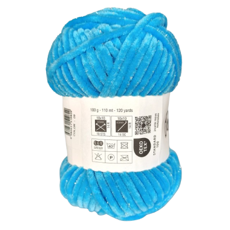 100g Chenille Glitzer - 09 türkis - Sonderposten