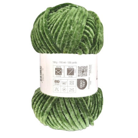 100g Chenille Glitzer - 16 dunkelgrün - Sonderposten