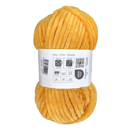 100g Chenille Glitzer - 19 dunkelgelb - Sonderposten