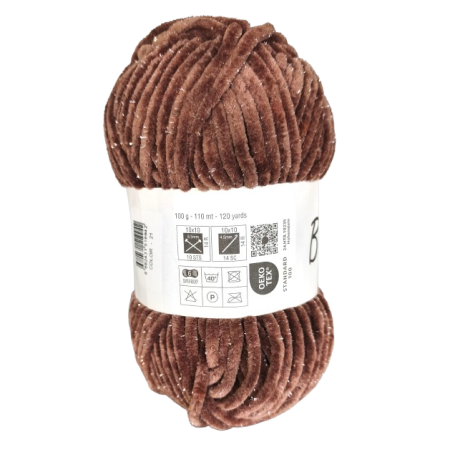 100g Chenille Glitzer - 21 dunkelbraun - Sonderposten