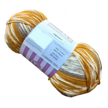 SOPO Printyarn 300g Megaball - Farbe 002 Senf-Taupe
