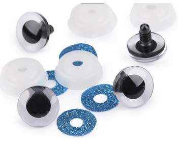 Sicherheitsaugen "Glitzer" blau rund 20mm - 1 Paar