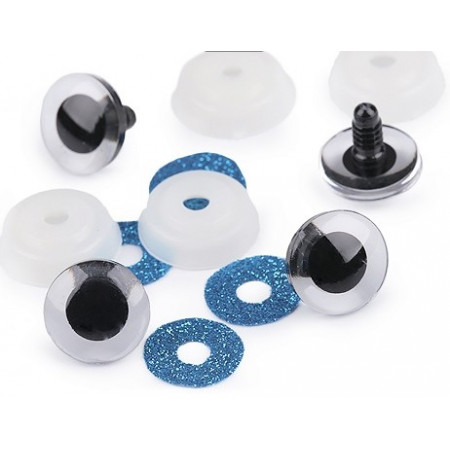 Sicherheitsaugen "Glitzer" blau rund 20mm - 1 Paar