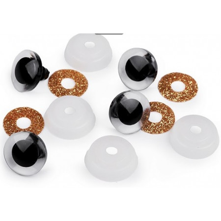 Sicherheitsaugen "Glitzer" gold rund 20mm - 1 Paar