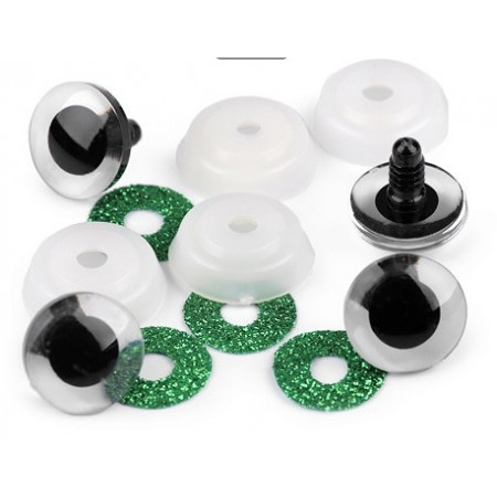 Sicherheitsaugen "Glitzer" grün rund 20mm - 1 Paar