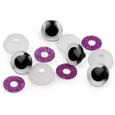Sicherheitsaugen "Glitzer" lila rund 20mm - 1 Paar