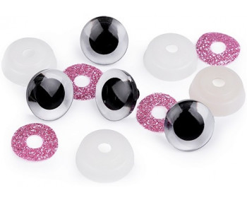 Sicherheitsaugen "Glitzer" rund 20mm rosa - 1 Paar
