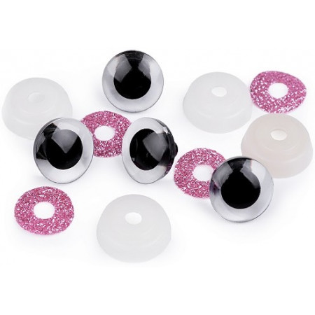 Sicherheitsaugen "Glitzer" rosa rund 20mm - 1 Paar