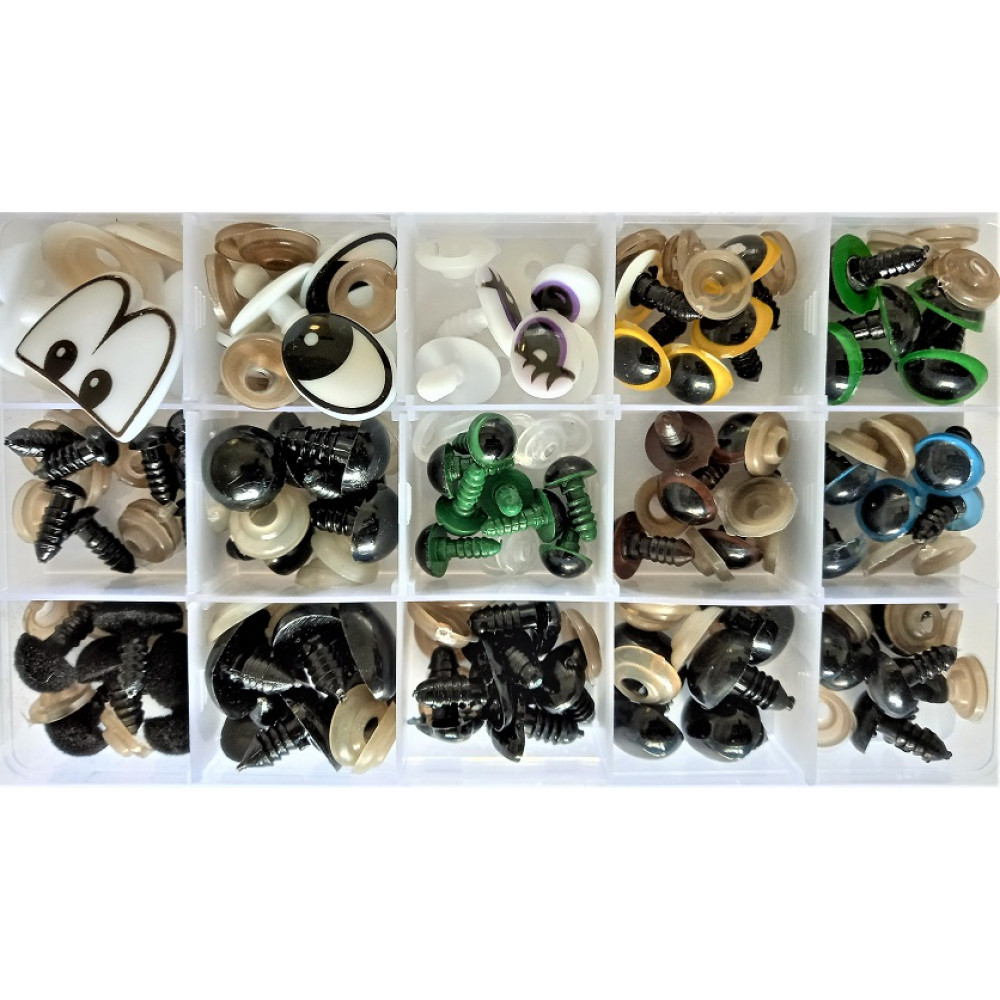 120 teilig steckhilfe SICHERHEITSAUGEN Nasen AMIGURUMI Augen Starterset 