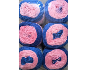 Sonderposten Duo-Cake-Yarn 6x140g = 840g  Farbe : D201 Rosa-Blau