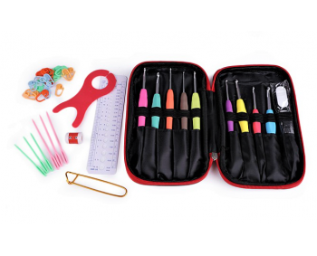 Häkelnadel-Set / 9 Stück / im Stoff-Etui mit Zubehör ( 2 - 6 mm) 