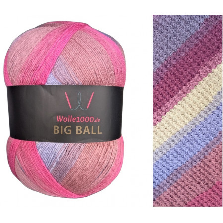 Wolle1000 BigBall 500g - Farbe BB201 - Creme-Flieder-Rosa