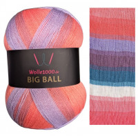 Wolle1000 BigBall 500g - Farbe BB210 - Creme-Lachs-Flieder-Petrol