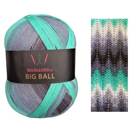 Wolle1000 BigBall 500g - Farbe BB217 - Creme-Mint-Grau