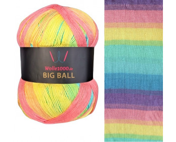 Wolle1000 BigBall 500g - Farbe BB228 - Grün-Gelb-Lila