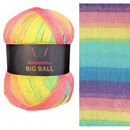 Wolle1000 BigBall 500g - Farbe BB228 - Grün-Gelb-Lila