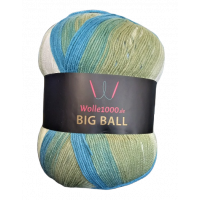 Wolle1000 BigBall 500g - Farbe BB222 - Weiß-Blau-Oliv