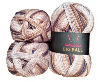 Wolle1000 BigBall 3x300g=900g - Farbe BB001 - Grau-Braun