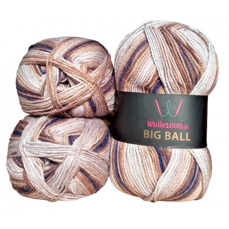 Wolle1000 BigBall 3x300g=900g - Farbe BB001 - Grau-Braun