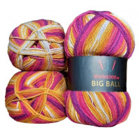 Wolle1000 BigBall 3x300g=900g - Farbe BB002 - Senf-Bordo-Grau