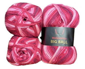 Wolle1000 BigBall 3x300g=900g - Farbe BB004 - Bordo-Rot-Rosé