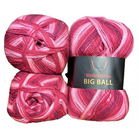 Wolle1000 BigBall 3x300g=900g - Farbe BB004 - Bordo-Rot-Rosé