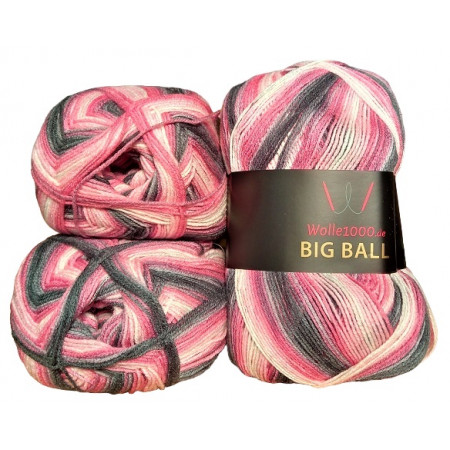 Wolle1000 BigBall 3x300g=900g - Farbe BB011 - Weiß-Rosa-Grau